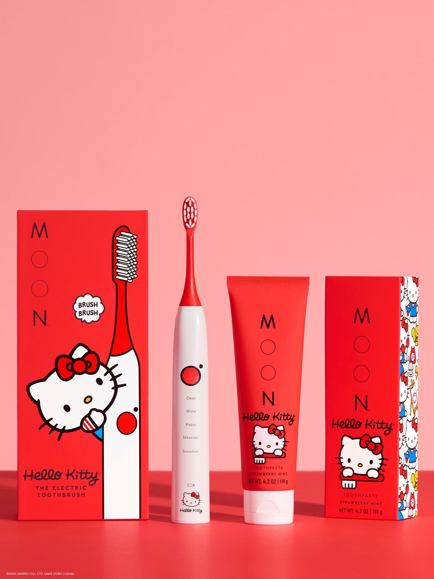 moon hello kitty toothbrush toothpaste straweberry