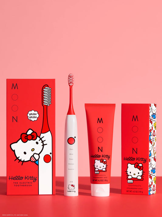 moon hello kitty toothbrush toothpaste straweberry