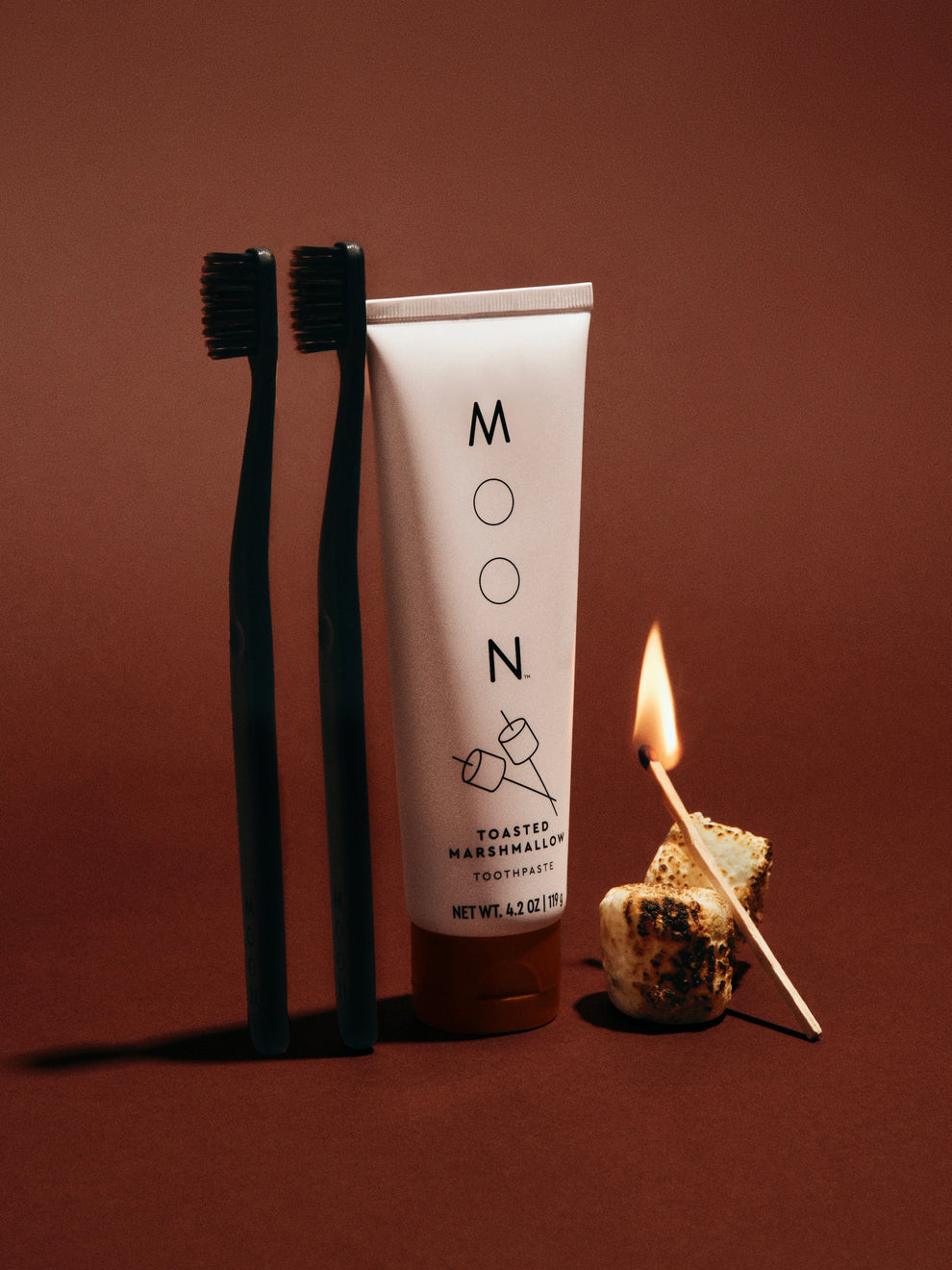 MOON Toasted Marshmallow Toothpaste and 2-Pack Soft Bristle Toothbrush ...